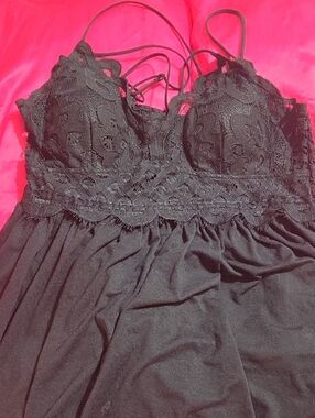 Black Lace Babydoll Top